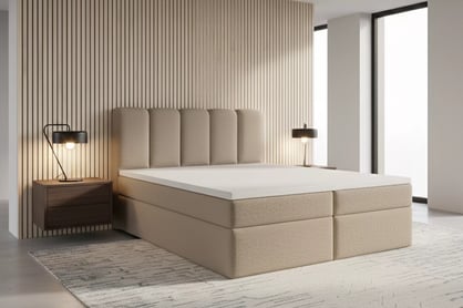 Kontinentálna posteľ Tenor 160x200 s úložným priestorom - béžová buklé Quelle 05 Boxspring posteľ Tenor 160x200 s úložným priestorom - Béžová bukla Quelle 05