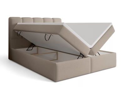 Kontinentálna posteľ Tenor 160x200 s úložným priestorom - tmavobéžová buklé Quelle 05 Boxspring posteľ Tenor 160x200 s úložným priestorom - ciemno Béžová bukla Quelle 05