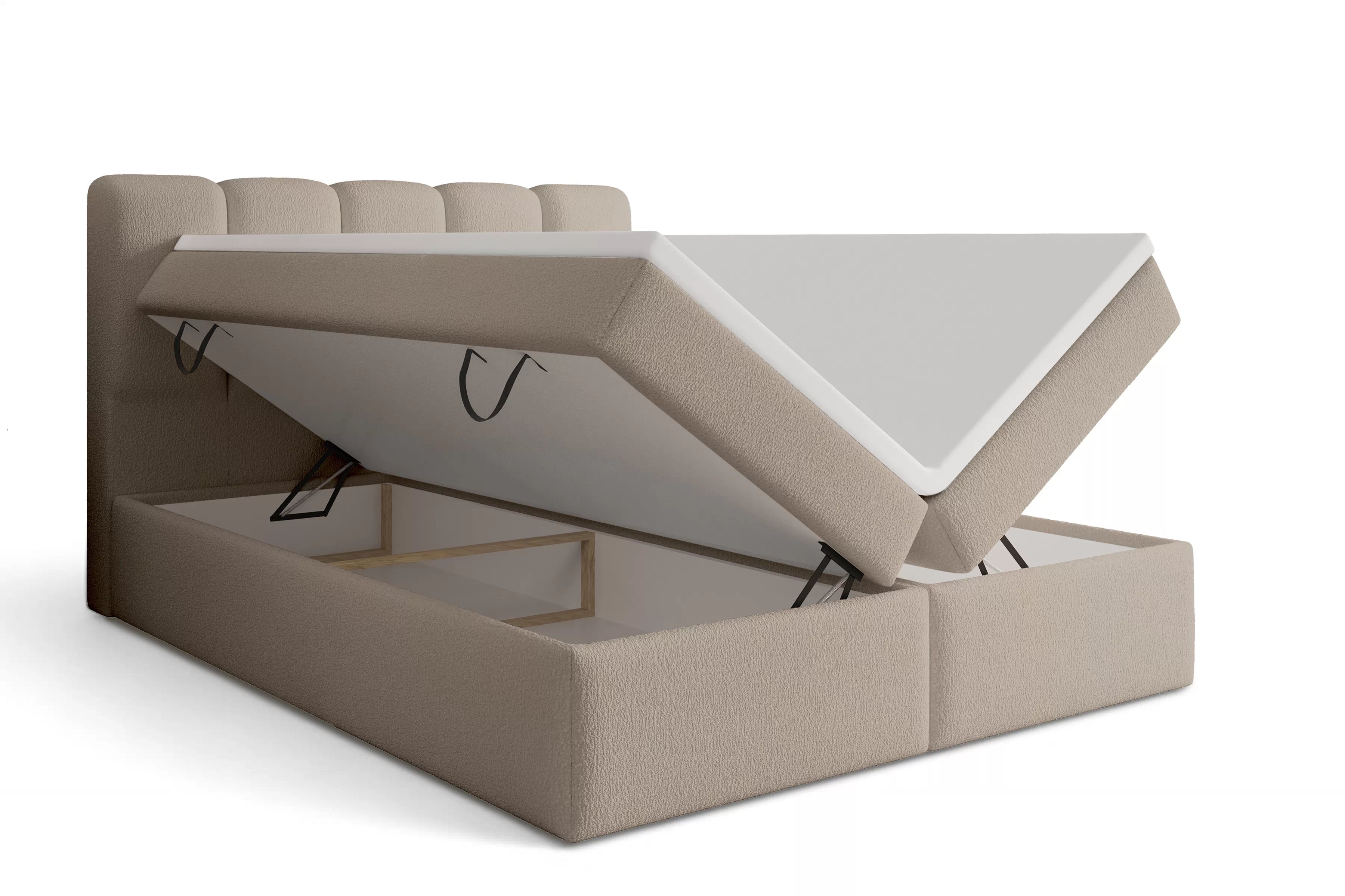 Kontinentálna posteľ Tenor 160x200 s úložným priestorom - tmavobéžová buklé Quelle 05 Boxspring posteľ Tenor 160x200 s úložným priestorom - ciemno Béžová bukla Quelle 05