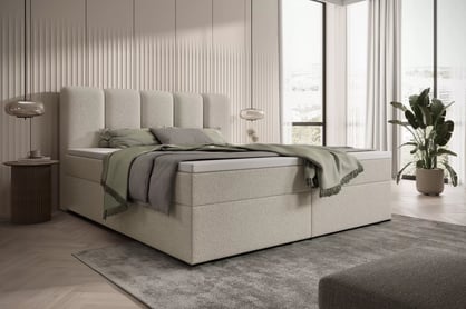 Boxspring posteľ Tenor 160x200 s úložným priestorom - svetlobéžové buklé Quelle 02 Boxspring posteľ Tenor 160x200 s úložným priestorom - svetlý Béžová bukla Quelle 02 