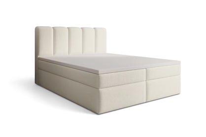 Boxspring posteľ Tenor 160x200 s úložným priestorom - svetlý Béžová bukla Quelle 02  Kontinentálna posteľ Tenor 160x200 s úložným priestorom - svetlý béžový bouclé Quelle 02