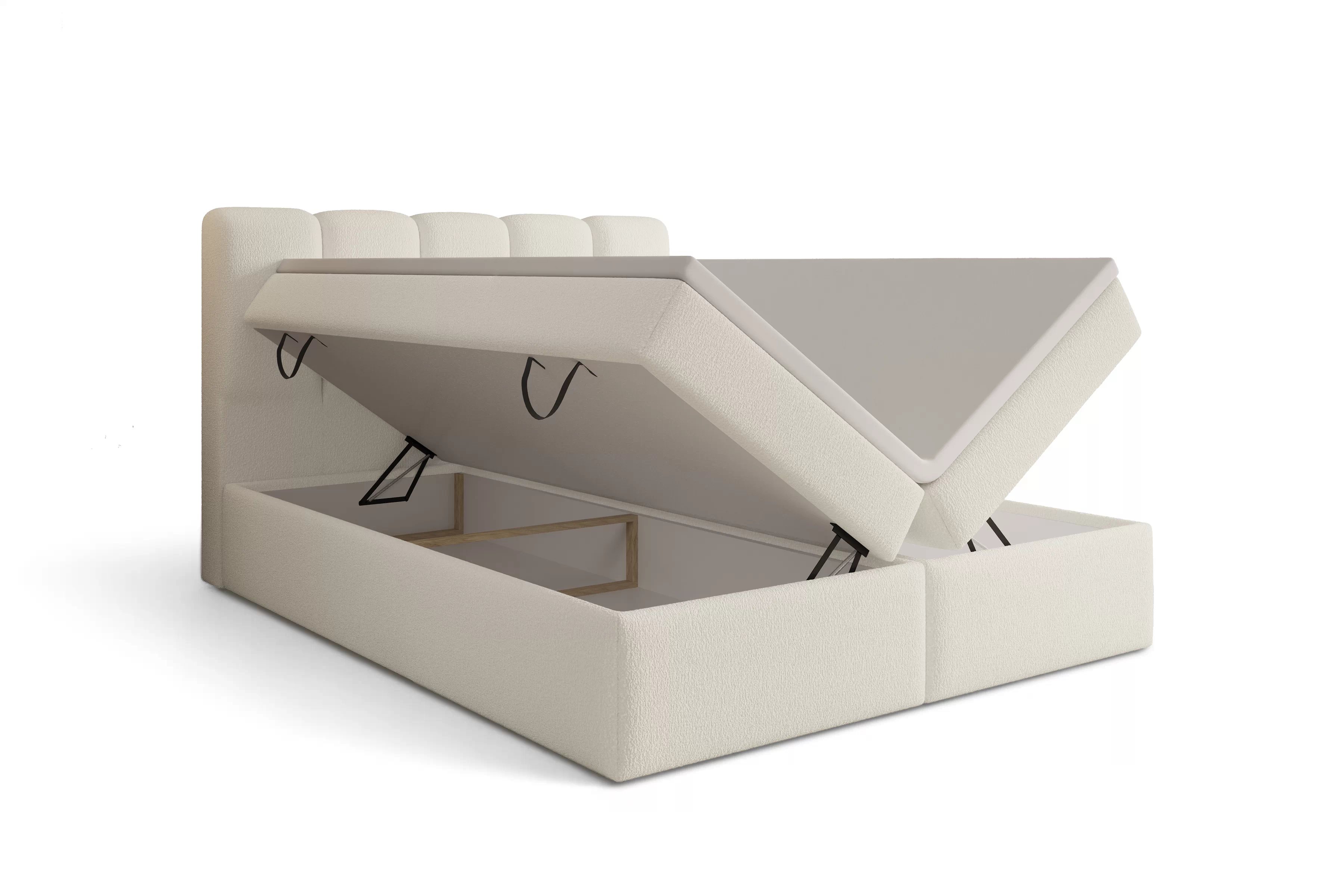Boxspring posteľ Tenor 160x200 s úložným priestorom - svetlobéžové buklé Quelle 02 Boxspring posteľ Tenor 160x200 s úložným priestorom - svetlý Béžová bukla Quelle 02 
