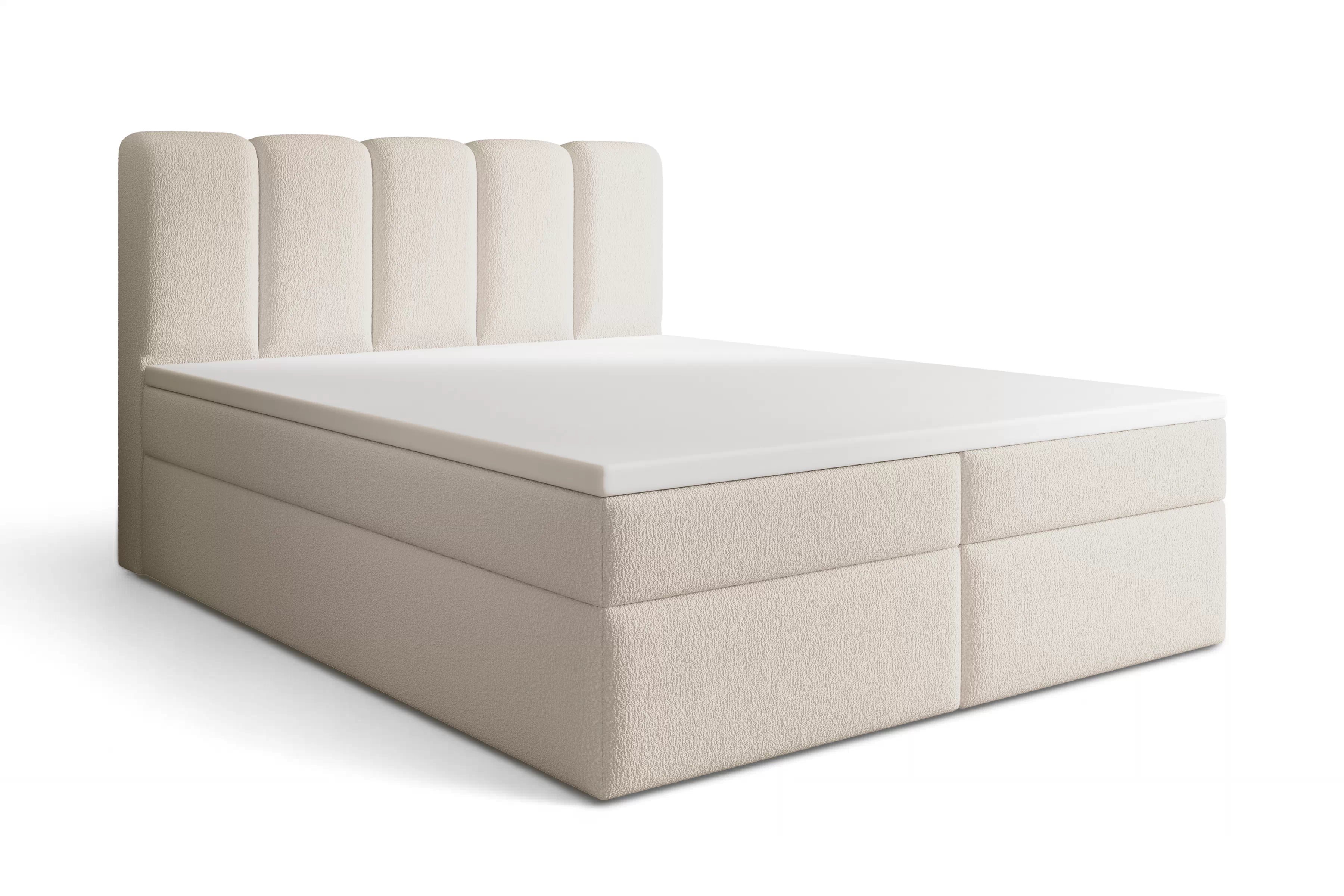 Kontinentálna posteľ Tenor 180x200 s úložným priestorom - béžová bukla Quelle 03 Boxspring posteľ Tenor 180x200 s úložným priestorom - Béžová bukla Quelle 03