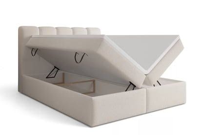 Kontinentálna posteľ Tenor 180x200 s úložným priestorom - béžová bukla Quelle 03 Boxspring posteľ Tenor 180x200 s úložným priestorom - Béžová bukla Quelle 03
