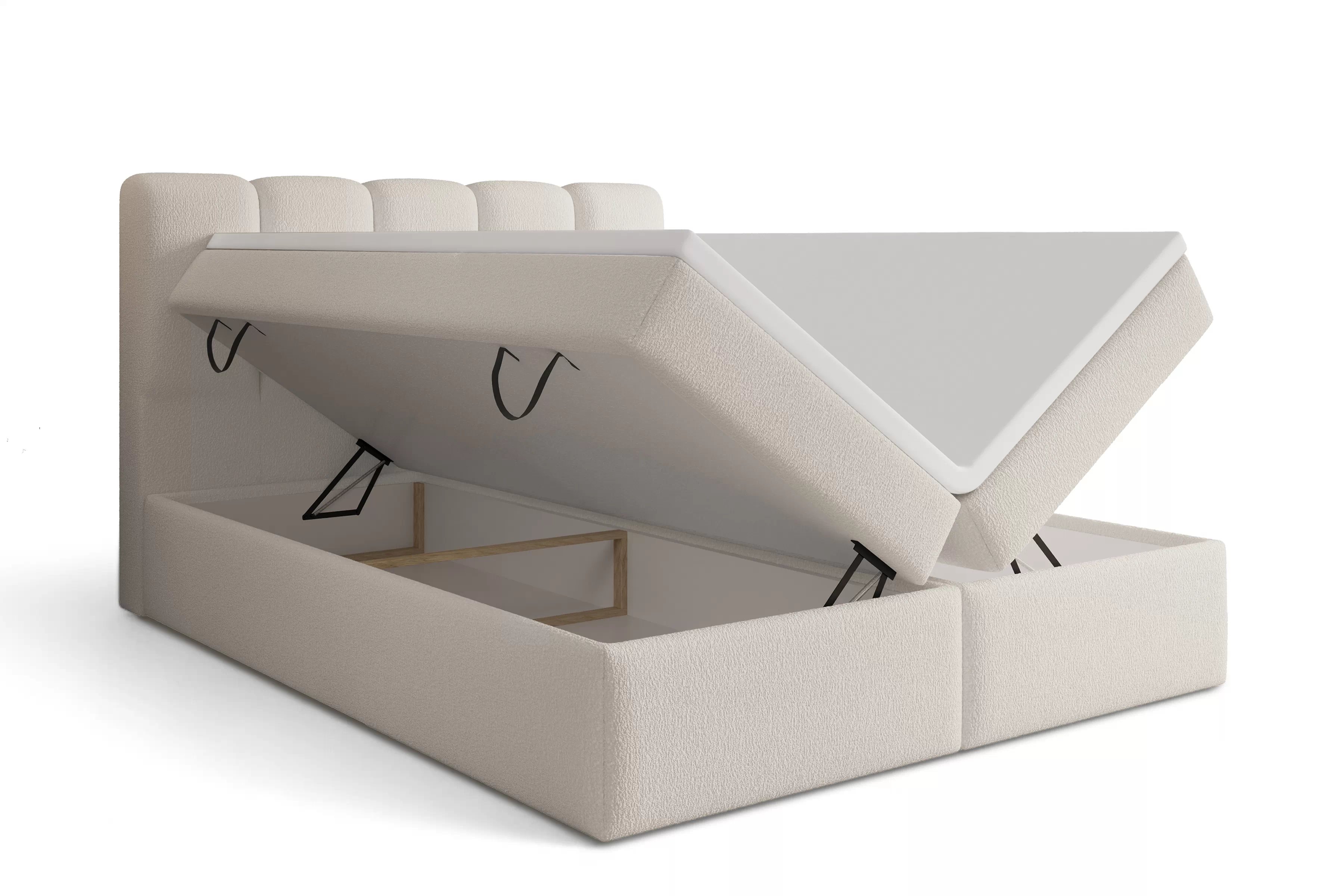 Kontinentálna posteľ Tenor 180x200 s úložným priestorom - béžová bukla Quelle 03 Boxspring posteľ Tenor 180x200 s úložným priestorom - Béžová bukla Quelle 03