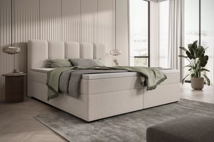 Kontinentálna posteľ Tenor 180x200 s úložným priestorom - béžová bukla Quelle 03 Boxspring posteľ Tenor 180x200 s úložným priestorom - Béžová bukla Quelle 03