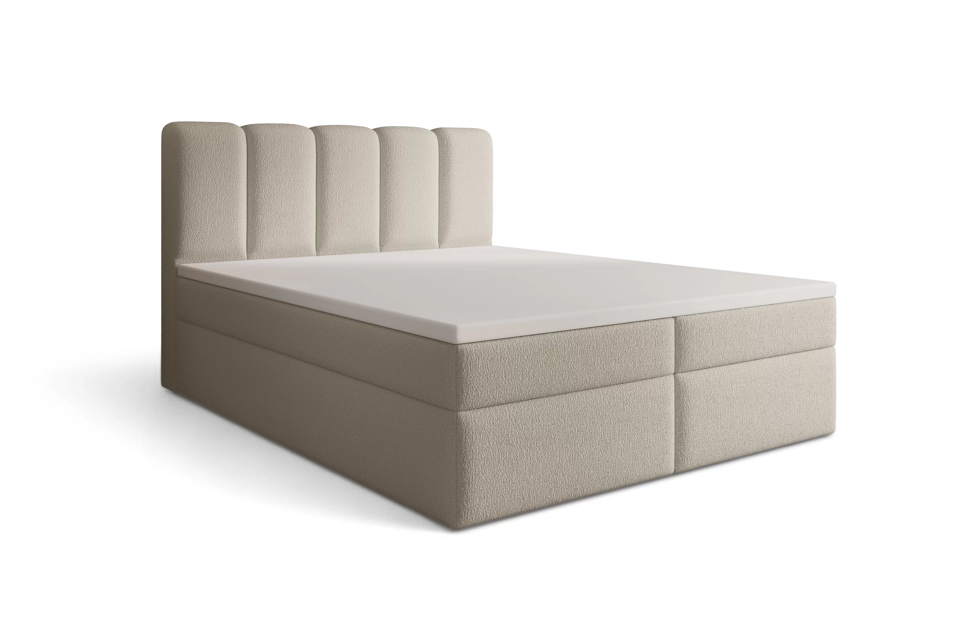 Boxspring posteľ Tenor 180x200 s úložným priestorom - béžové buklé Quelle 05 Boxspring posteľ Tenor 180x200 s úložným priestorom - Béžová bukla Quelle 05