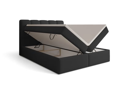 Kontinentálna posteľ Tenor 180x200 s úložným priestorom - čierna bouclé Quelle 100 Boxspring posteľ Tenor 180x200 s úložným priestorom - Čierna bukla Quelle 100