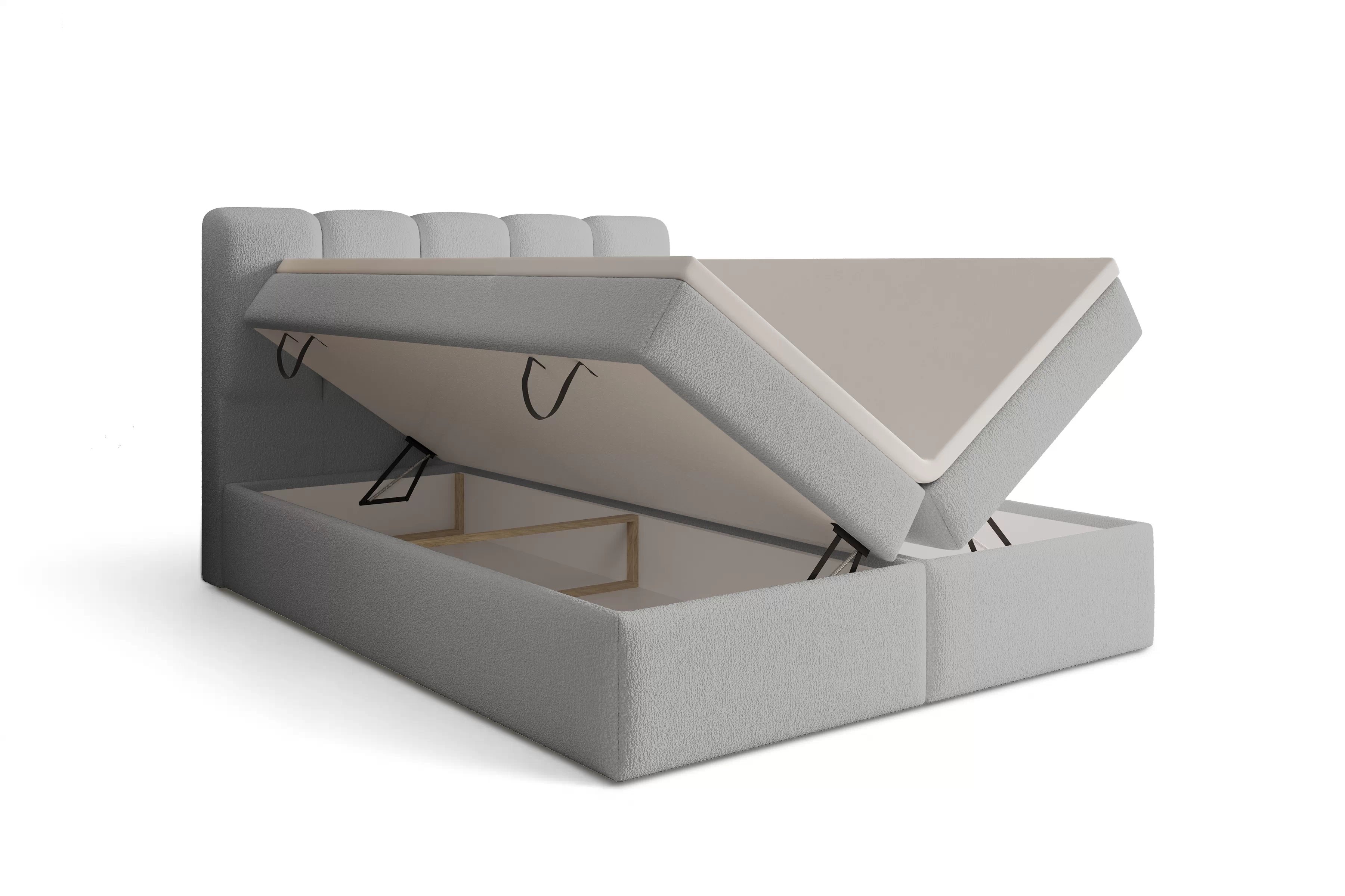 Boxspring posteľ Tenor 180x200 s úložným priestorom - sivé buklé Quelle 83 Boxspring posteľ Tenor 180x200 s úložným priestorom - šedá bukla Quelle 83