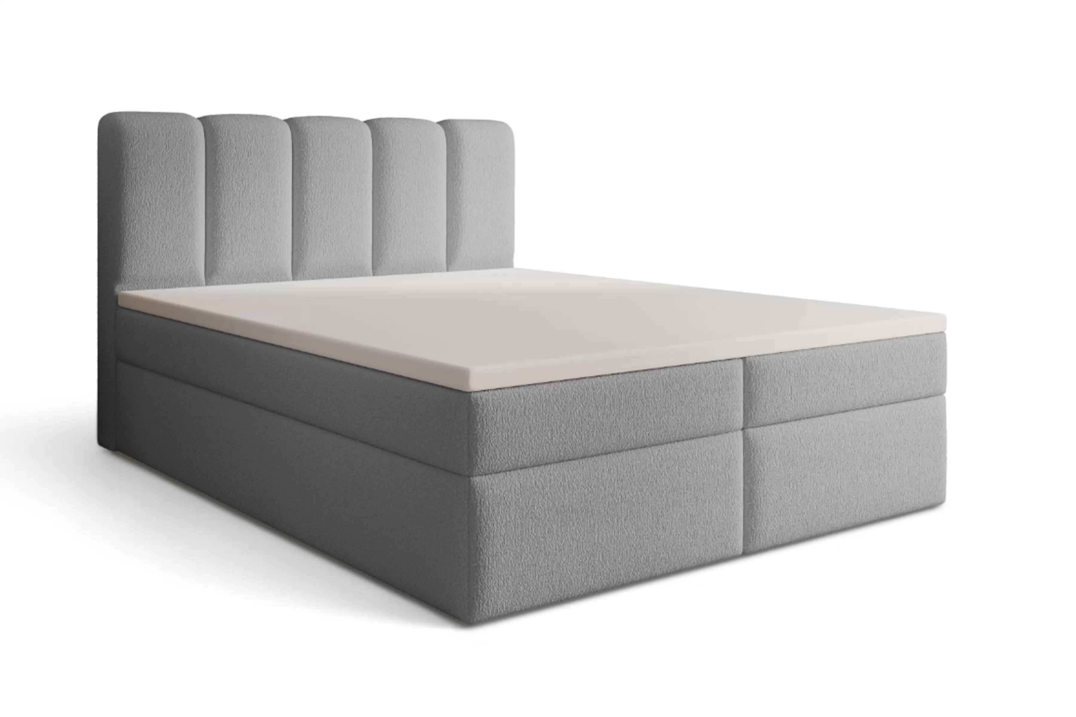 Boxspring posteľ Tenor 180x200 s úložným priestorom - sivé buklé Quelle 83 Boxspring posteľ Tenor 180x200 s úložným priestorom - šedá bukla Quelle 83