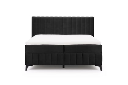 Kontinentální postel Verona 160x200 s úložným prostorem - černý hydrofobní velur Amon 13 Postel boxspring Verona 160x200 s úložním prostorem - černá samet hydrofobní  Amon 13