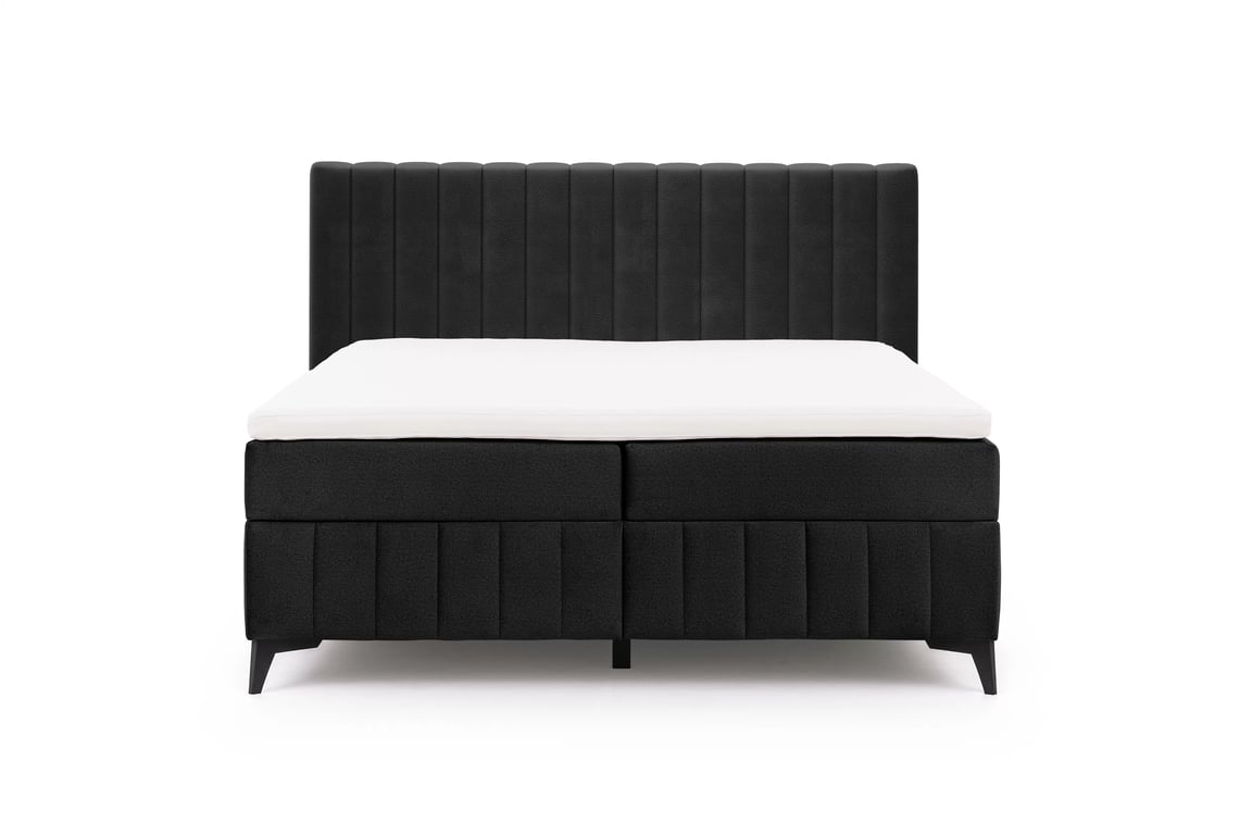 Kontinentální postel Verona 160x200 s úložným prostorem - černý hydrofobní velur Amon 13 Postel boxspring Verona 160x200 s úložním prostorem - černá samet hydrofobní  Amon 13
