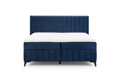 Kontinentálna posteľ Verona 160x200 s úložným priestorom – tmavomodrý hydrofóbny zamat Amon 07 Boxspring posteľ Verona 160x200 s úložným priestorom - námornícka modrá velúr hydrofobowy Amon 07