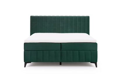 Kontinentálna posteľ Verona 160x200 s úložným priestorom – zelený hydrofóbny zamat Amon 06 Boxspring posteľ Verona 160x200 s úložným priestorom - Zelený velúr hydrofobowy Amon 06