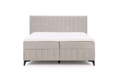 Kontinentálna posteľ Verona 180x200 s úložným priestorom – svetlobéžový hydrofóbny zamat Amon 17 Boxspring posteľ Verona 180x200 s úložným priestorom - svetlý Béžová velúr hydrofobowy Amon 17 