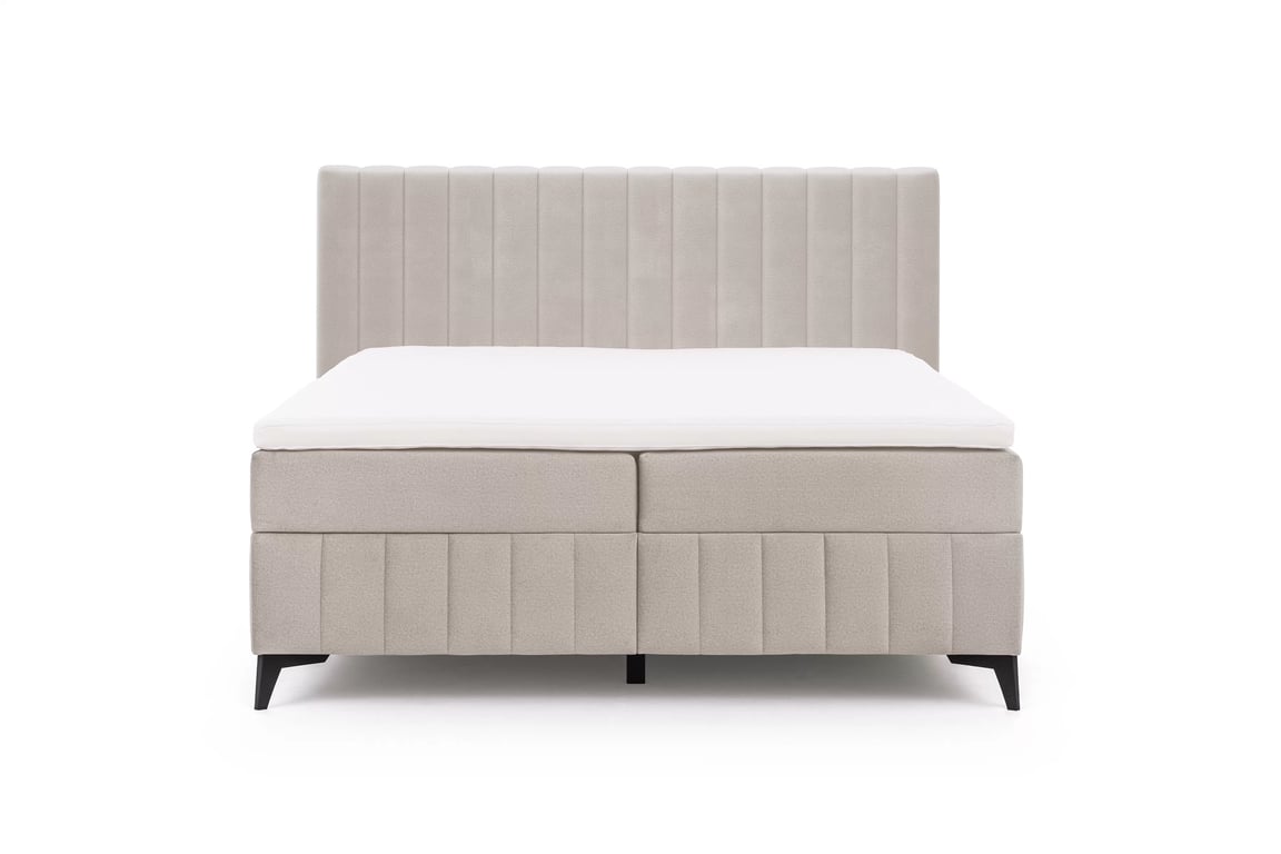 Kontinentálna posteľ Verona 180x200 s úložným priestorom – svetlobéžový hydrofóbny zamat Amon 17 Boxspring posteľ Verona 180x200 s úložným priestorom - svetlý Béžová velúr hydrofobowy Amon 17 