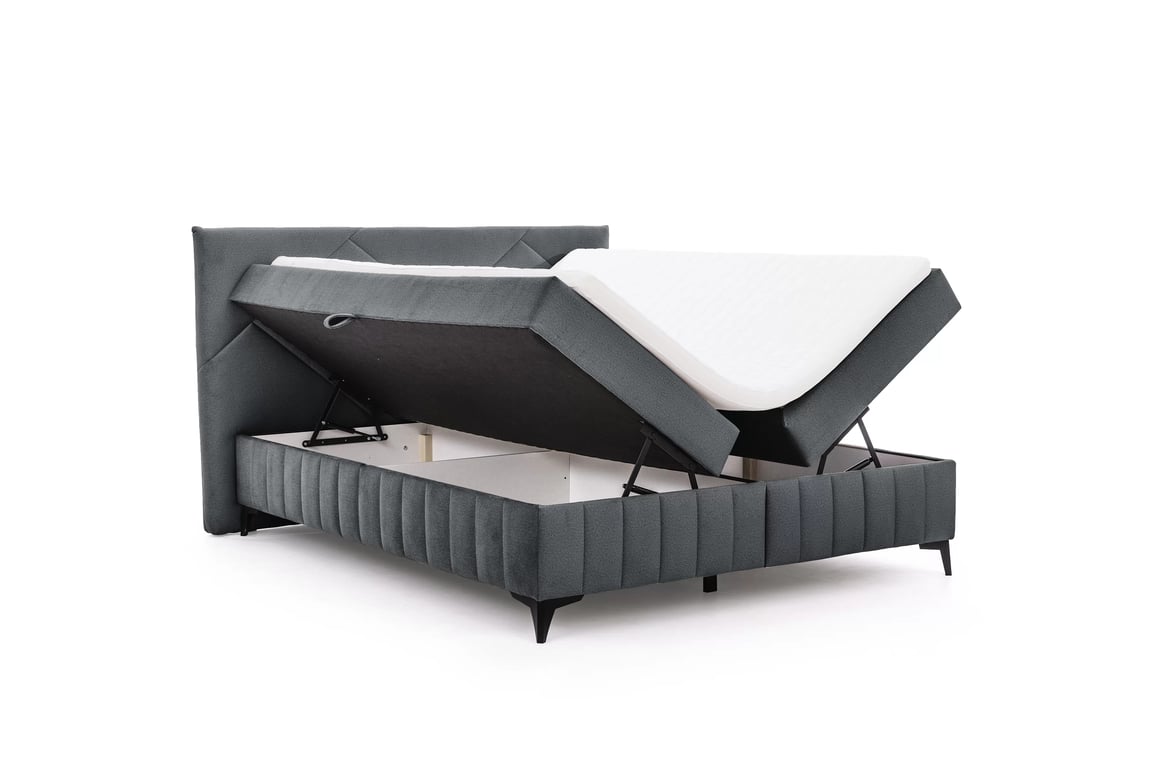 Posteľ Boxspring Wasil 160x200 s úložným priestorom - grafitový hydrofóbny zamat Element 22 Boxspring posteľ Wasil 160x200 s úložným priestorom - Grafitový zamat hydrofobowy Element 22 