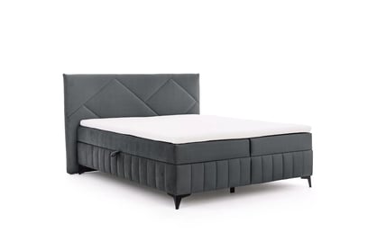 Pat boxspring Wasil 160x200 cu spațiu de depozitare - catifea grafit hidrofobă Element 22