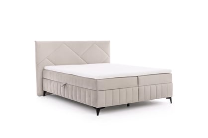 Pat Boxspring Wasil 160x200 cu spațiu de depozitare - crem catifea hidrofobă Element 17