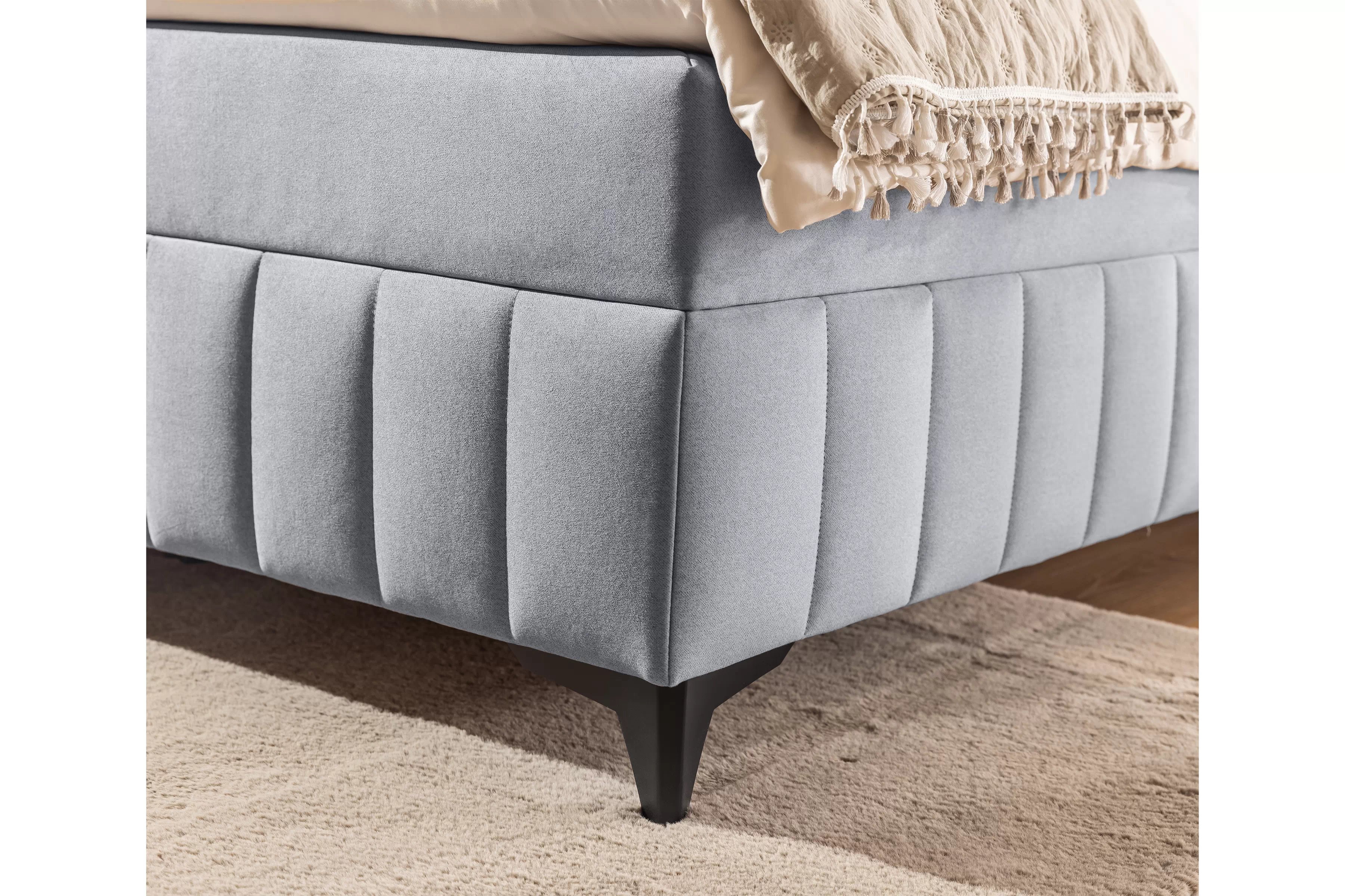 Posteľ Boxspring Wasil 160x200 s úložným priestorom - popolový hydrofóbny zamat Element 24 Boxspring posteľ Wasil 160x200 s úložným priestorom - Popolový zamat hydrofobowy Element 24 