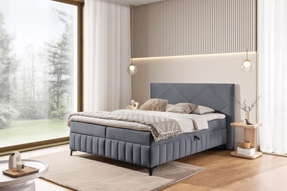 Boxspring postel Wasil 160x200 cm s úložným prostorem - šedá látka Element 23 Postel boxspring Wasil 160x200 s úložním prostorem - šedá samet hydrofobní  Element 23 