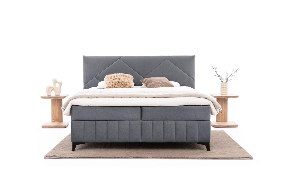 Posteľ Boxspring Wasil 160x200 s úložným priestorom - šedý hydrofóbny zamat Element 23 Boxspring posteľ Wasil 160x200 s úložným priestorom - šedý zamat hydrofobowy Element 23 