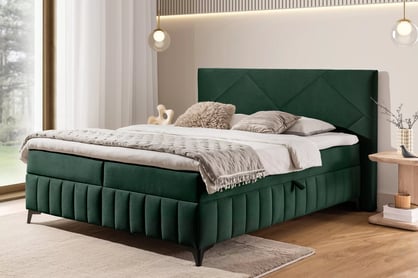 Boxspring postel Wasil 160x200 cm s úložným prostorem - zelená Element 12