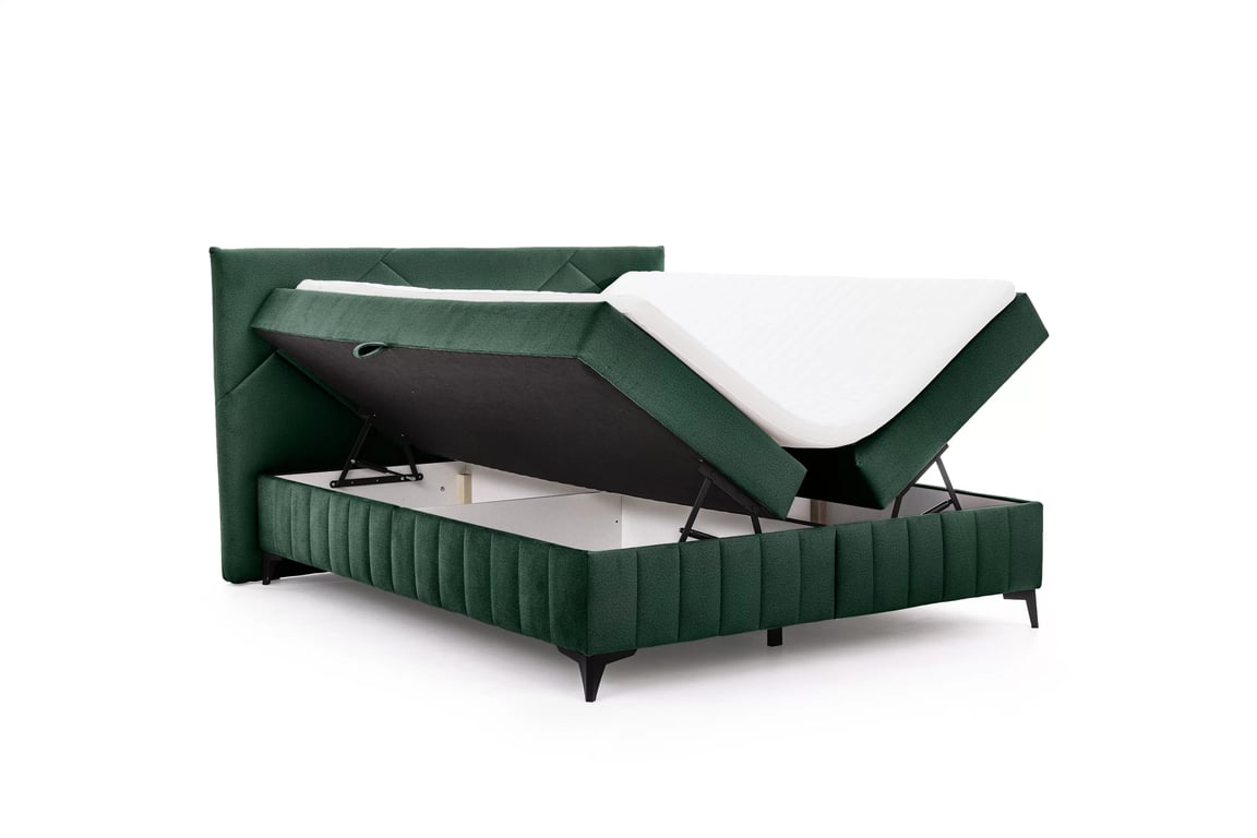 Posteľ Boxspring Wasil 160x200 s úložným priestorom - zelený hydrofóbny zamat Element 12 Boxspring posteľ Wasil 160x200 s úložným priestorom - Zelený zamat hydrofobowy Element 12