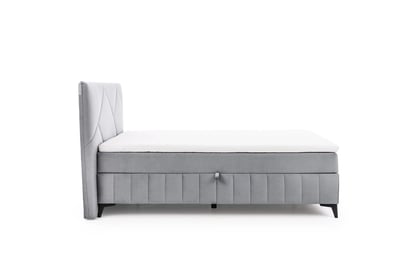 Posteľ Boxspring Wasil 180x200 s úložným priestorom - popolavý hydrofóbny zamat Element 24 Boxspring posteľ Wasil 180x200 s úložným priestorom - Popolový zamat hydrofobowy Element 24