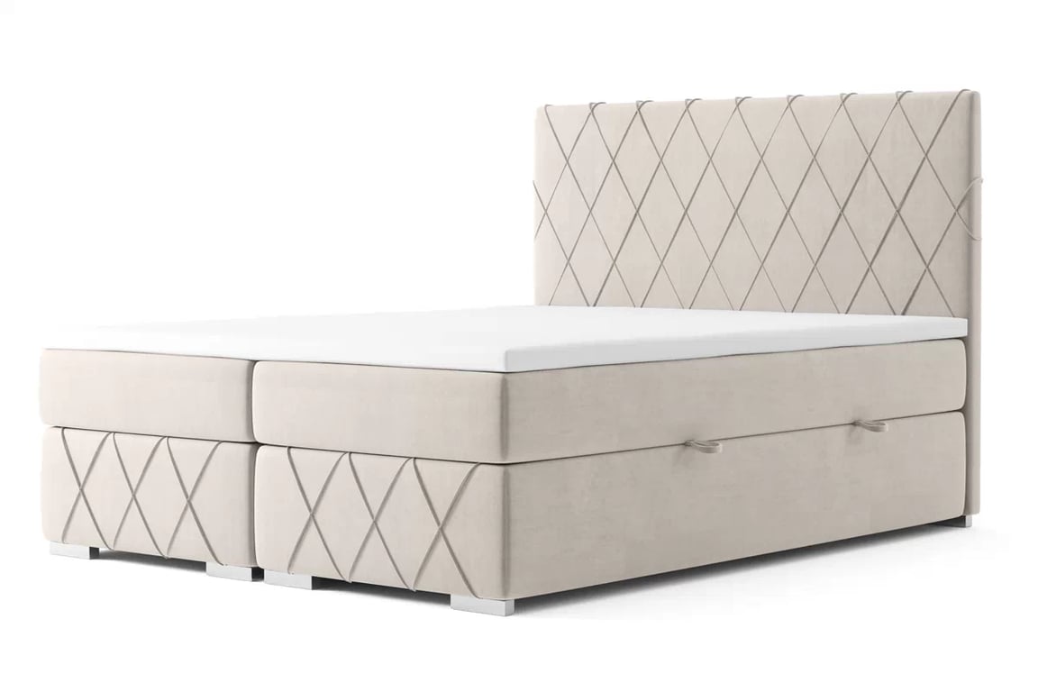 Boxspring postel Feba s úložným prostorem 160x200 cm béžovýowe postel čalouněné 