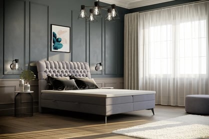 Boxspring posteľ s úložným priestorom Hana 140x200 Posteľ 140x200 s čiernymi nožičkami