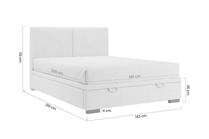 Postel boxspring Lektis s úložným prostorem 140x200 - dřevěné nohy wenge Postel boxspring s úložným prostorem Lektis - 140x200 / Nohy dřevěná wenge 