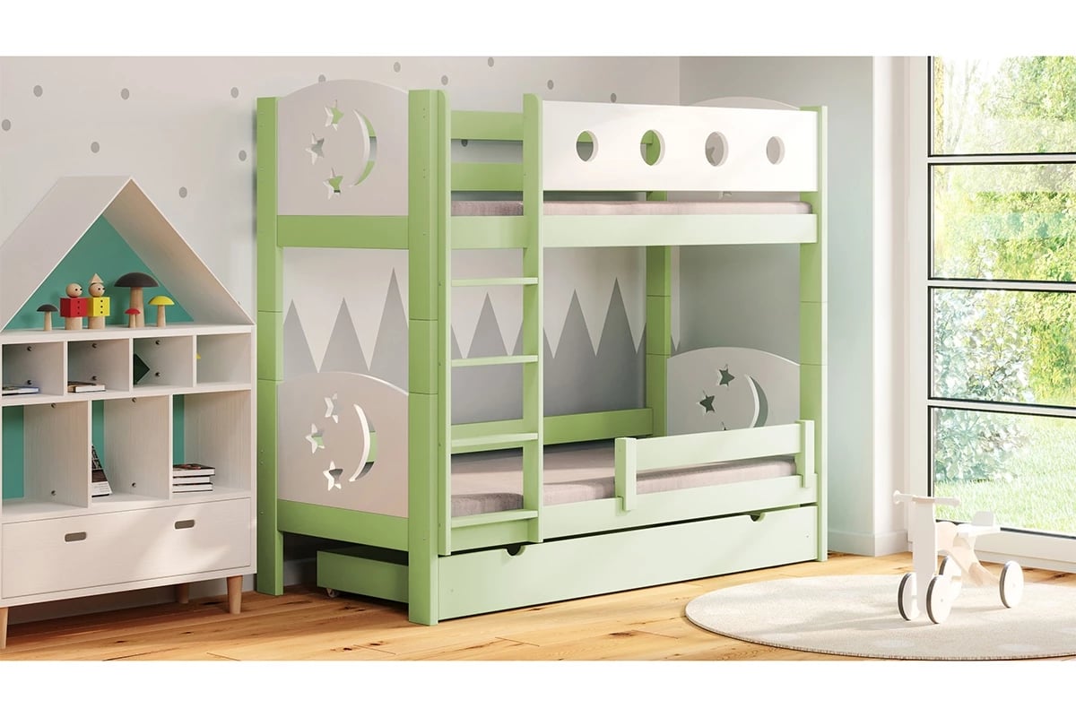 Patrová postel Marcelina - s motivem hvězd Zeloné postel patrová