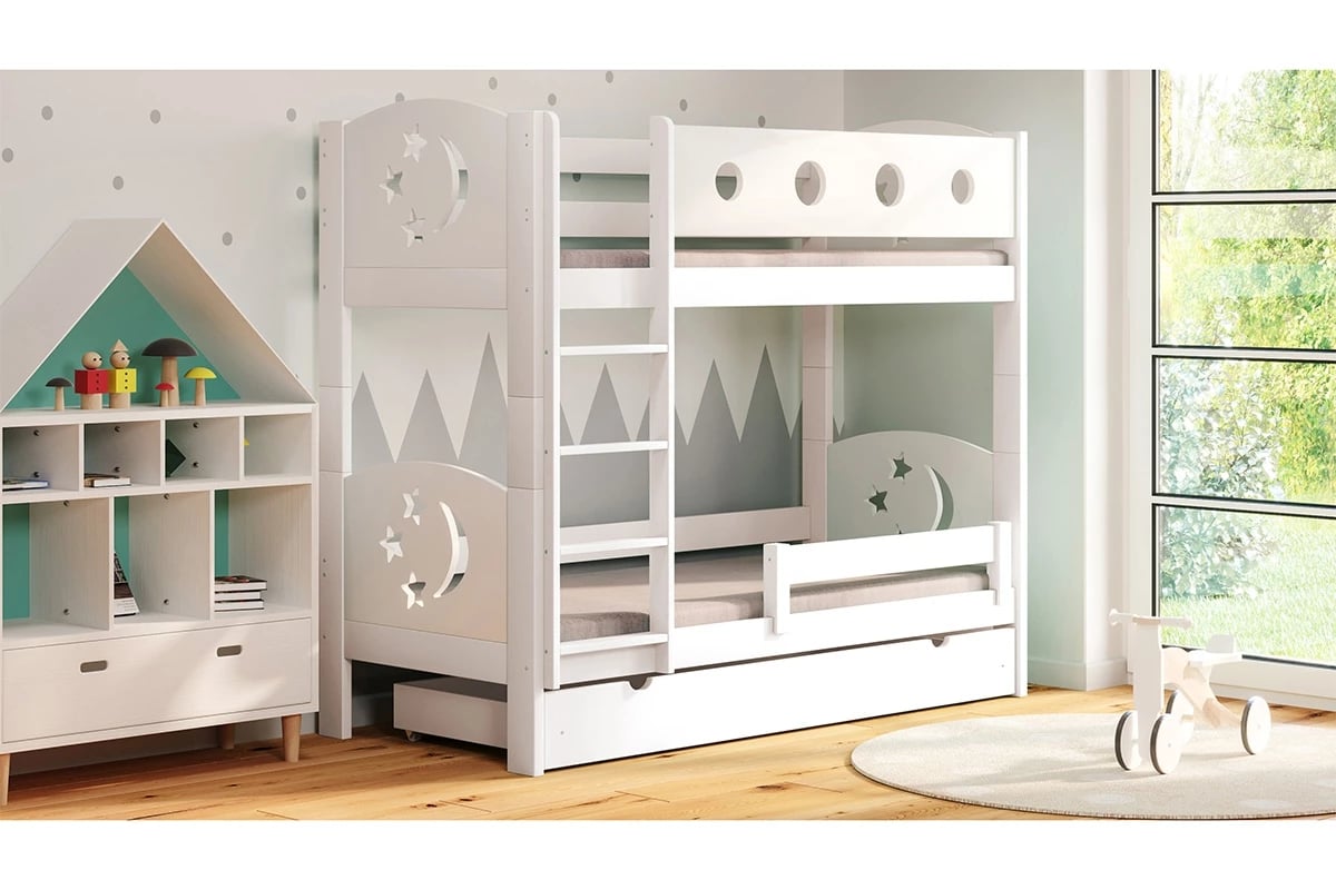 Patrová postel Marcelina - s motivem hvězd biale postel patrová