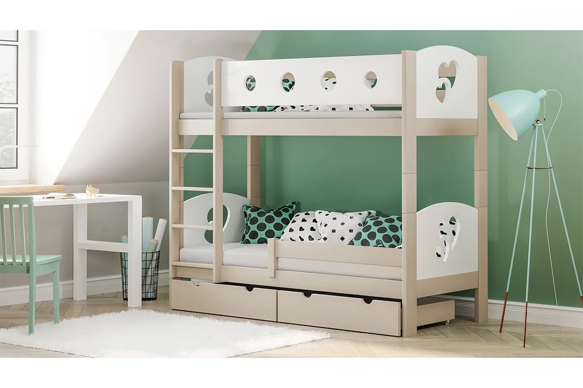 Patrová postel Marcelina - s motivem srdcí waniliowe postel patrová