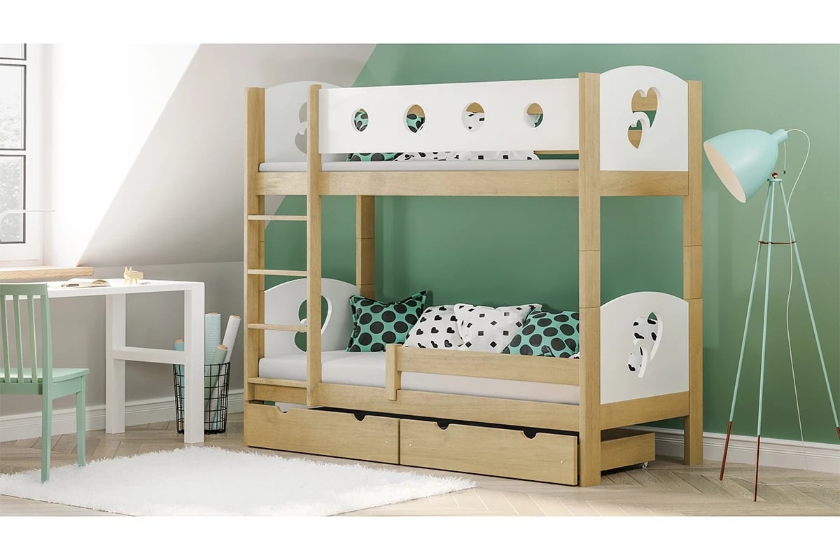 Patrová postel Marcelina - s motivem srdcí postel z bílým čelem