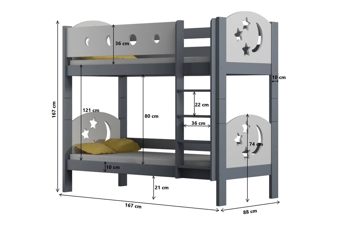 Poschodová posteľ Marcelina s motívom hviezd Posteľ Marcelina poschodová - Wymiar 160x80