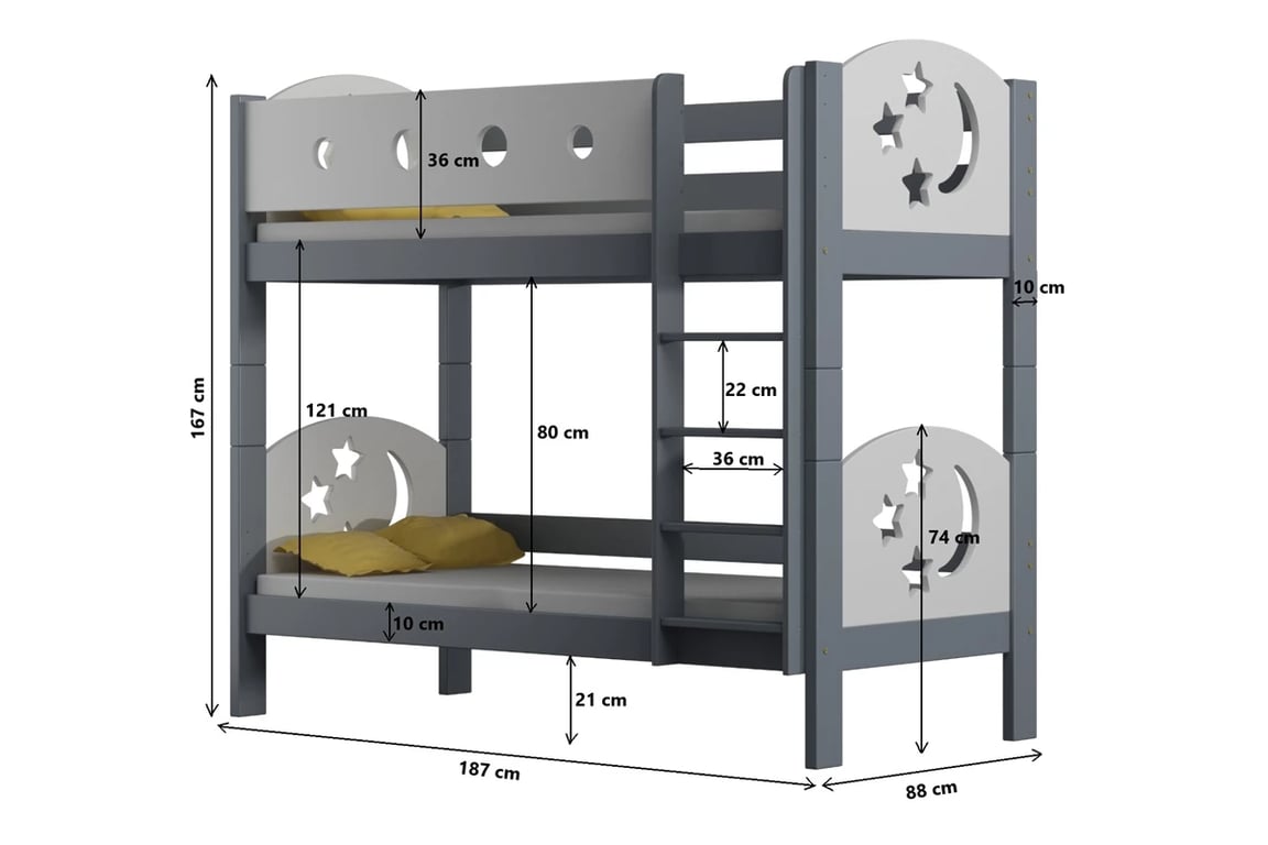 Poschodová posteľ Marcelina s motívom hviezd Posteľ Marcelina poschodová - Wymiar 180x80