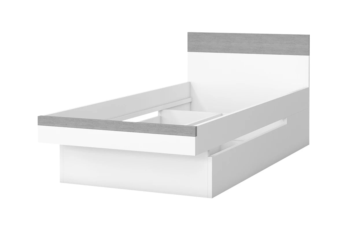 Posteľ mlodziezowe 90 x 200 Bota Biely/beton Colorado - Koncovka Série  Detská posteľ