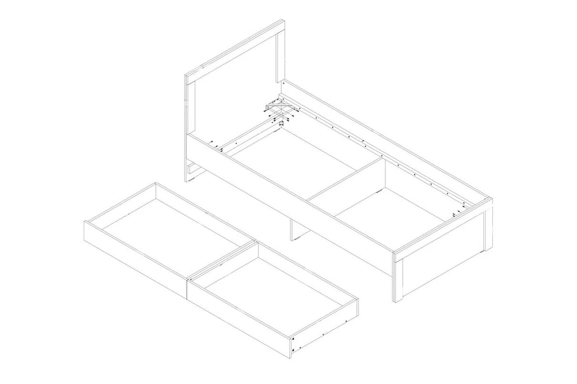 Postel mládežnická Alabama ABL-1 90x200 cm se zásuvkami - bílý mat / šedý mat postel mládežnická 90x200