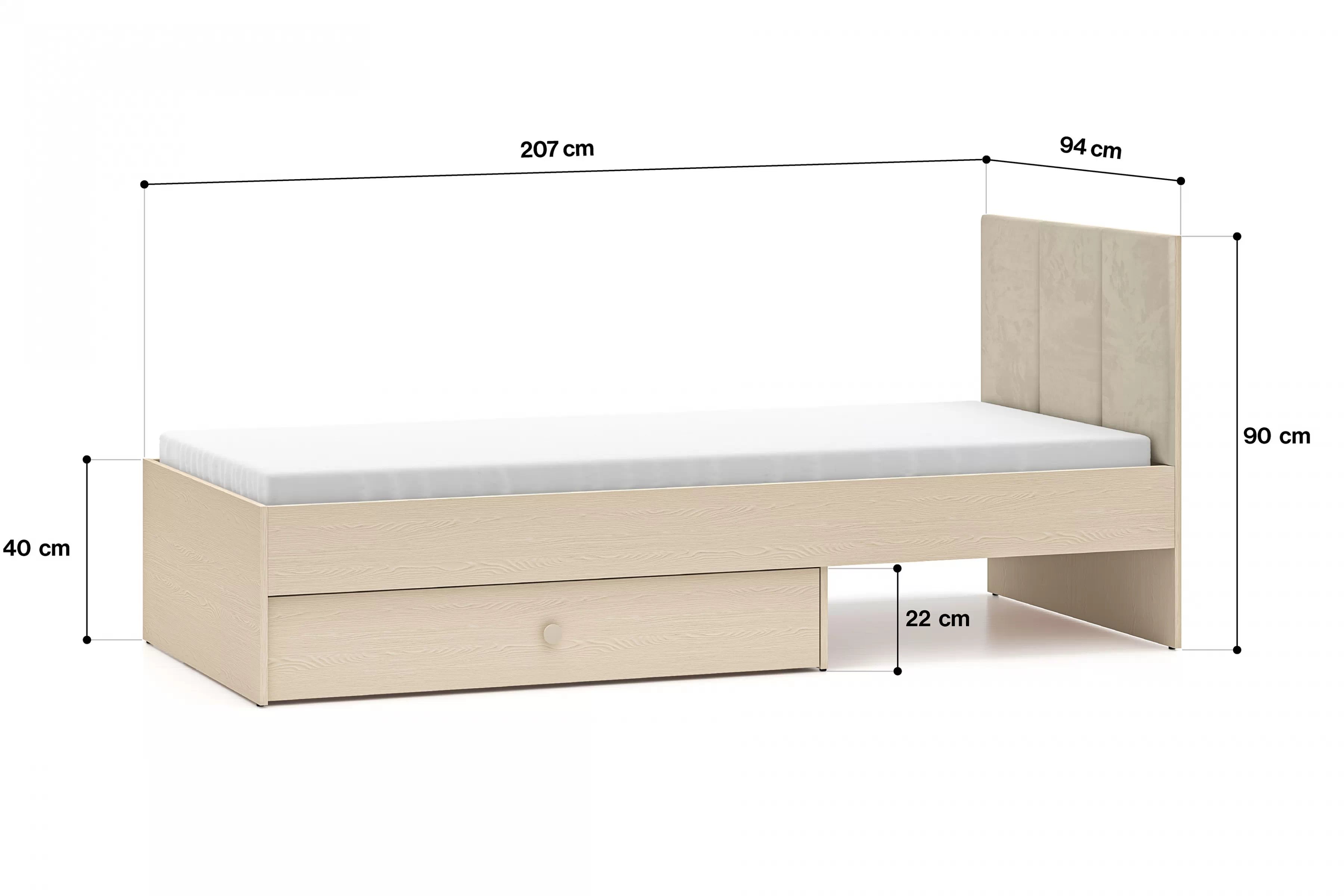 Detská posteľ Marla 90x200 cm - béžový velúr Nice 2 / púštny piesok Posteľ mlodziezowe Marla 90x200 cm - béžový velúr Nice 2 / piasek pustyni