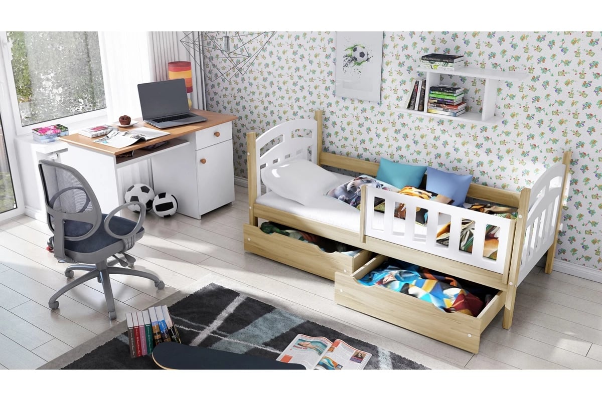 Přízemní postel Nati pro 1 osobu postel borovicová