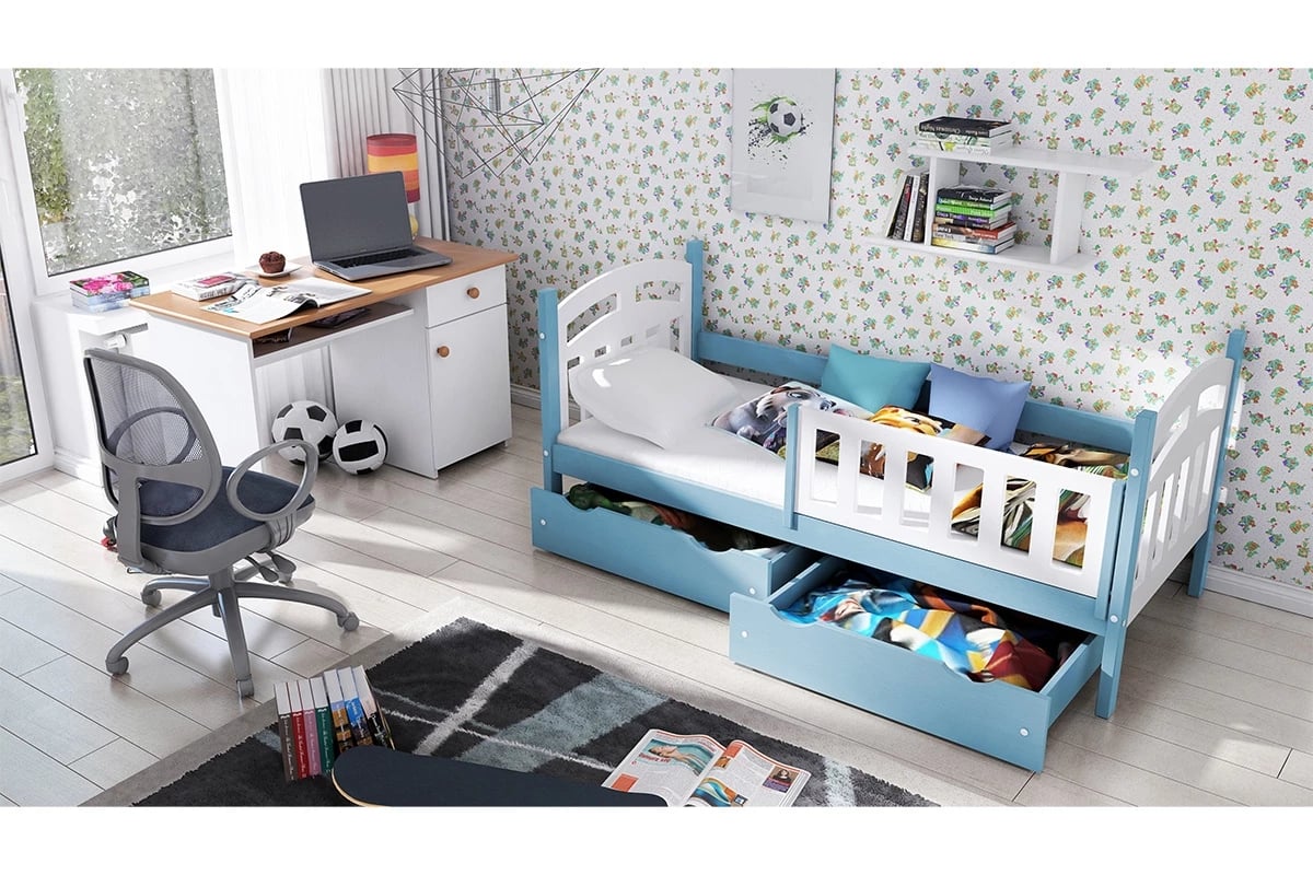 Přízemní postel Nati pro 1 osobu postel se zábranou