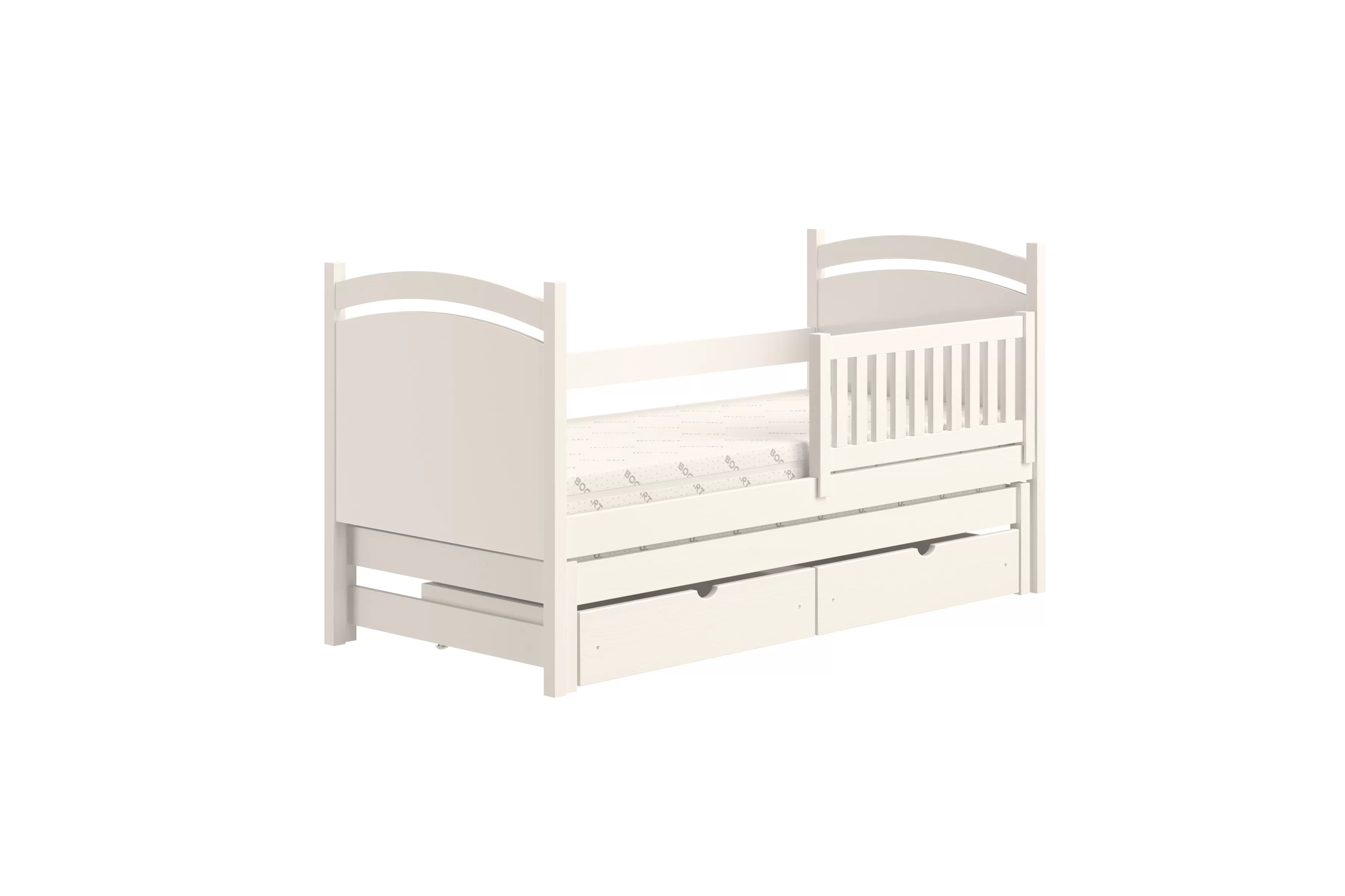 Dětská rozkládací postel Amely s tabulí na fixy 80x160 cm - bílá Postel přízemní Amely 80x160 výsuvná z tablica suchoscieralna - bílá