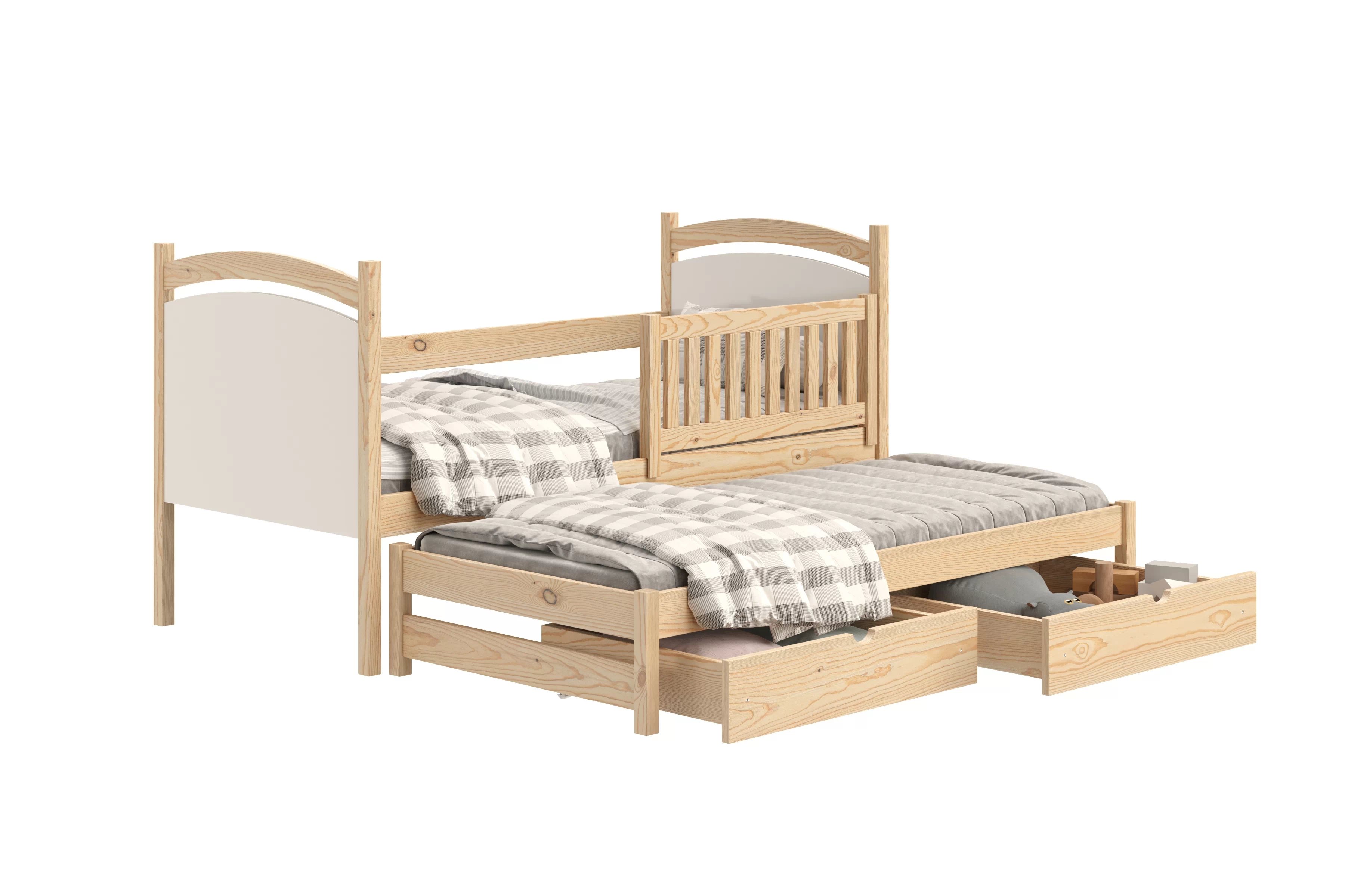 Posteľ s prístelkou s tabuľou Amely - borovica, 80x160 Posteľ prízemná Amely 80x160 výsuvna z tablica suchoscieralna - Borovica