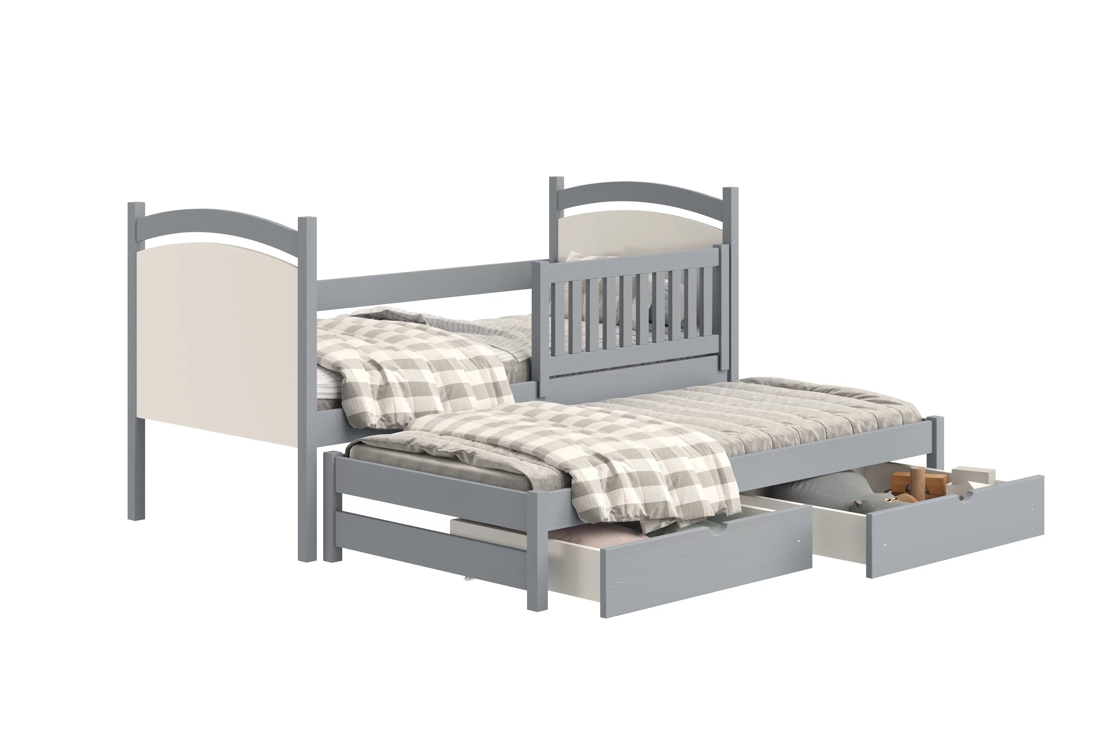 Dětská přízemní výsuvná postel Amely s tabulí na fixy 80x160 cm - šedá Postel přízemní Amely 80x160 výsuvná z tablica suchoscieralna - šedá