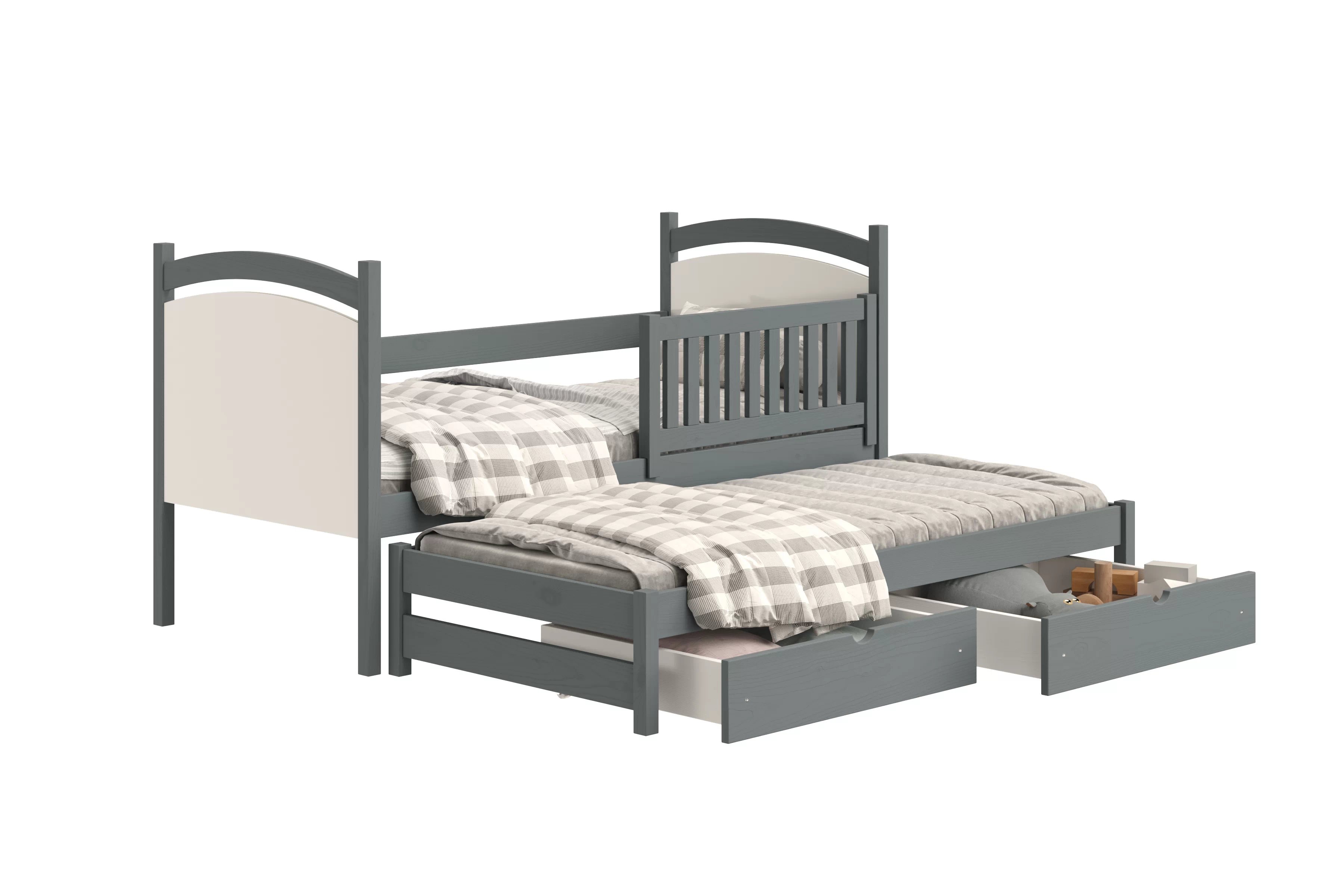 Posteľ s prístelkou s tabuľou Amely - grafit, 80x180 Posteľ prízemná Amely 80x180 výsuvna z tablica suchoscieralna - grafit