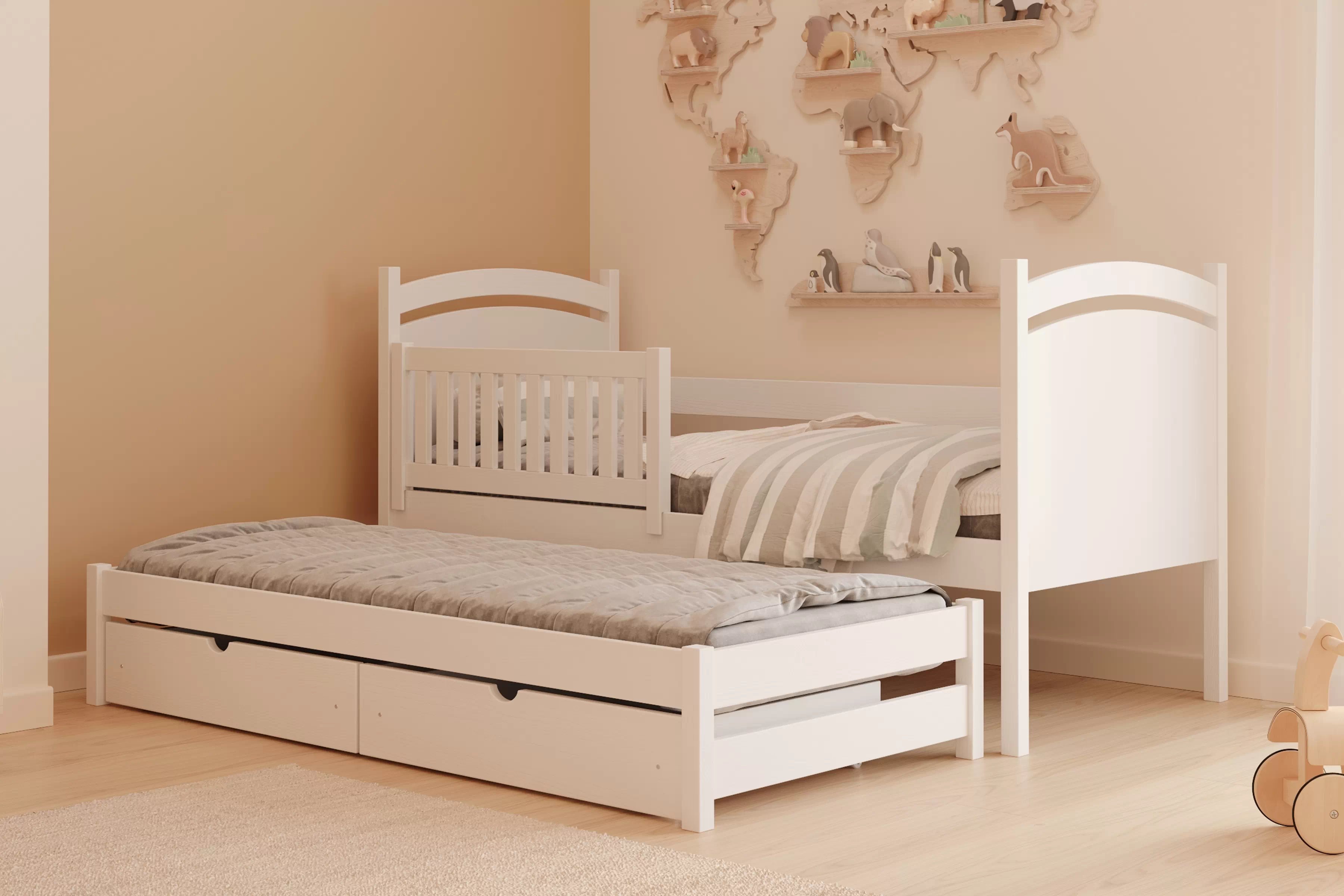 Dětská rozkládací postel Amely s tabulí na fixy 80x190 cm - bílá Postel přízemní Amely 80x190 výsuvná z tablica suchoscieralna - bílá