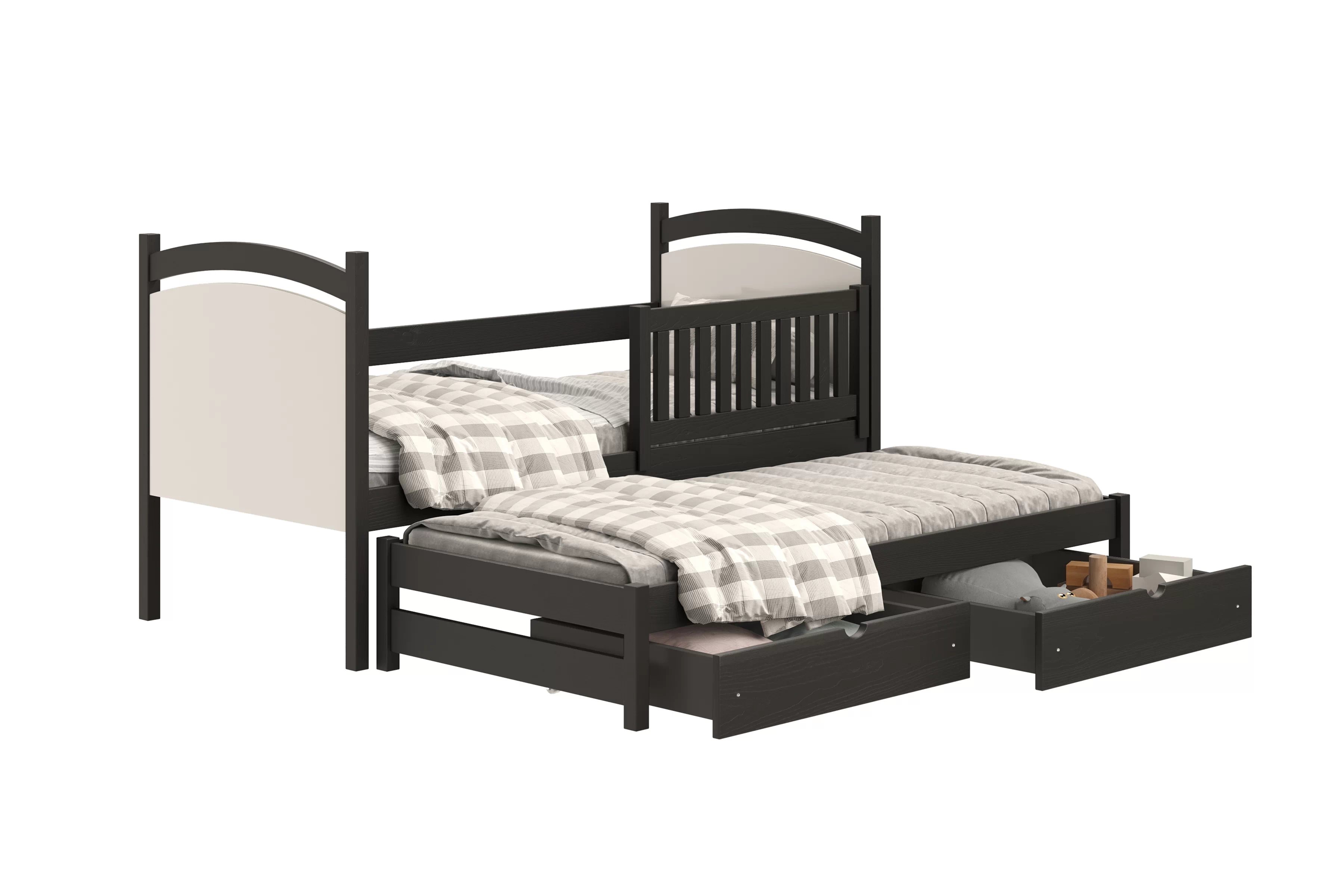 Posteľ Amely s prístelkou a tabuľou stierateľnou za sucha - 80x190 cm - čierna Posteľ prízemná Amely 80x190 výsuvna z tablica suchoscieralna - Čierny