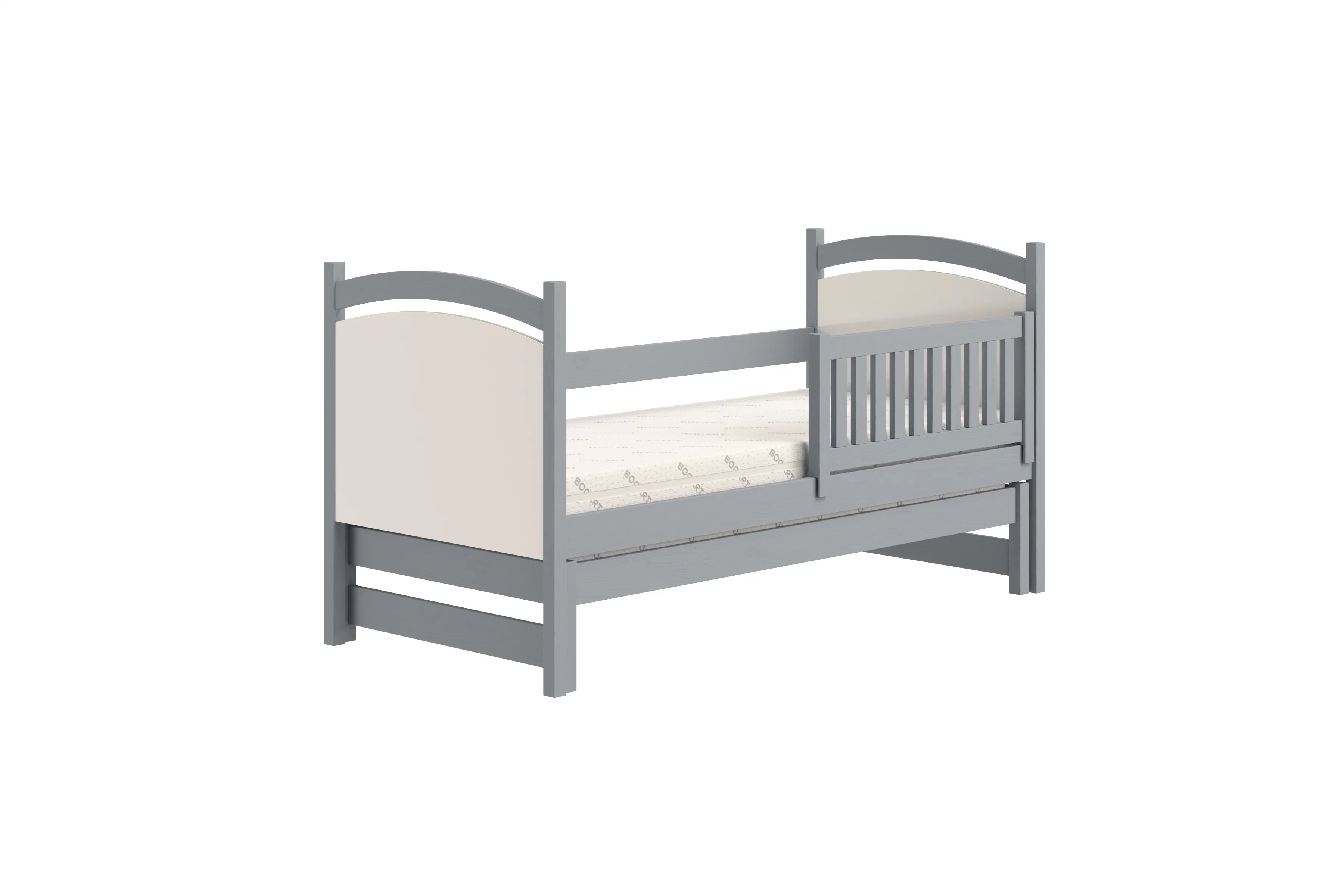 Posteľ s prístelkou s tabuľou Amely - šedý, 80x190 Posteľ prízemná Amely 80x190 výsuvna z tablica suchoscieralna - šedý